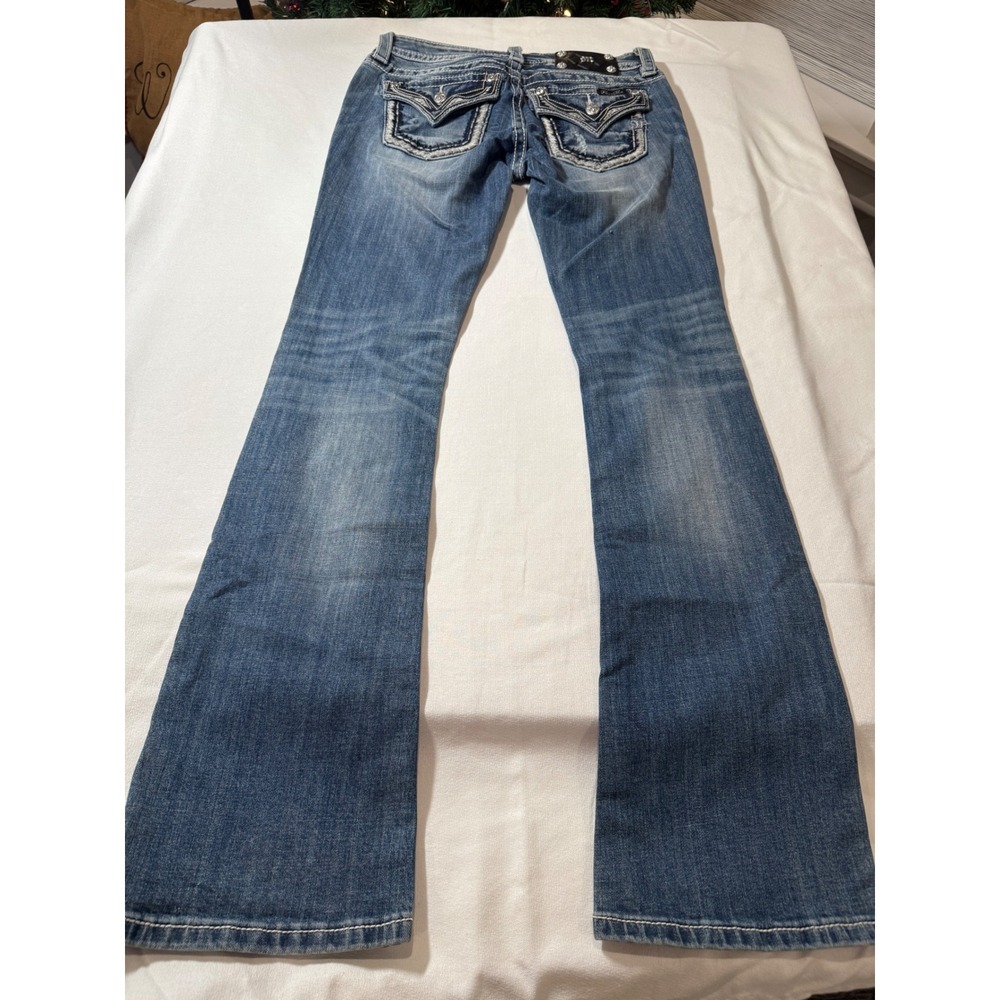 Y2K Western Low Rise Women Size 27 Miss Me Signature Bootcut Jeans Embellished - Picture 11 of 12
